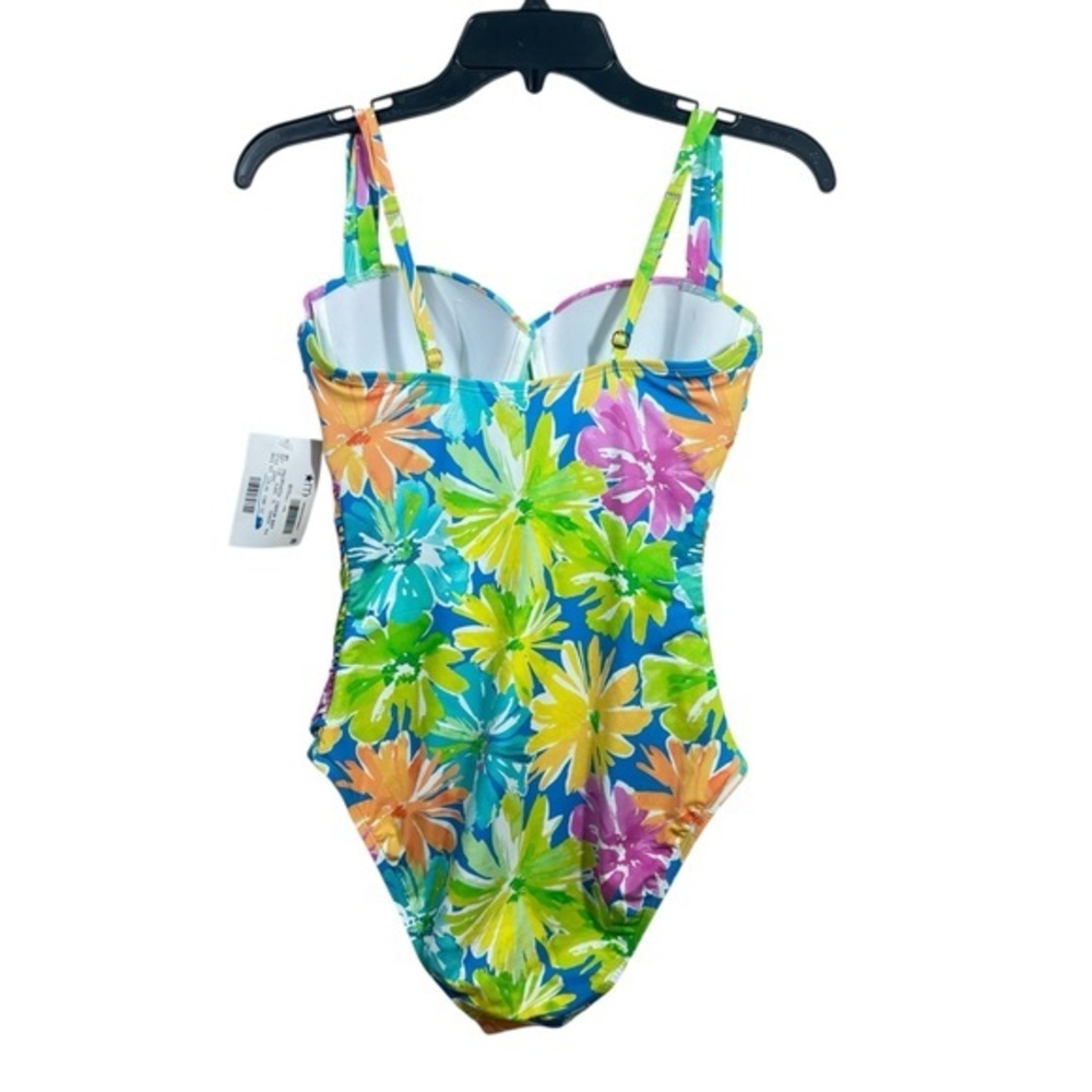 BLEU ROD BEATTIE $125 Shirred Floral Print One Piece Swimsuit 8 M - Picture 4 of 6